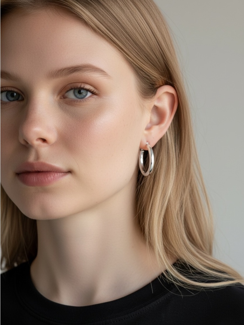 10/24 Chico's Polished Silver Hoop Earrings
